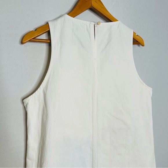 J. Crew White Cotton Frayed Hem Sleeveless Denim Dress. Size 12. - Picture 7 of 13